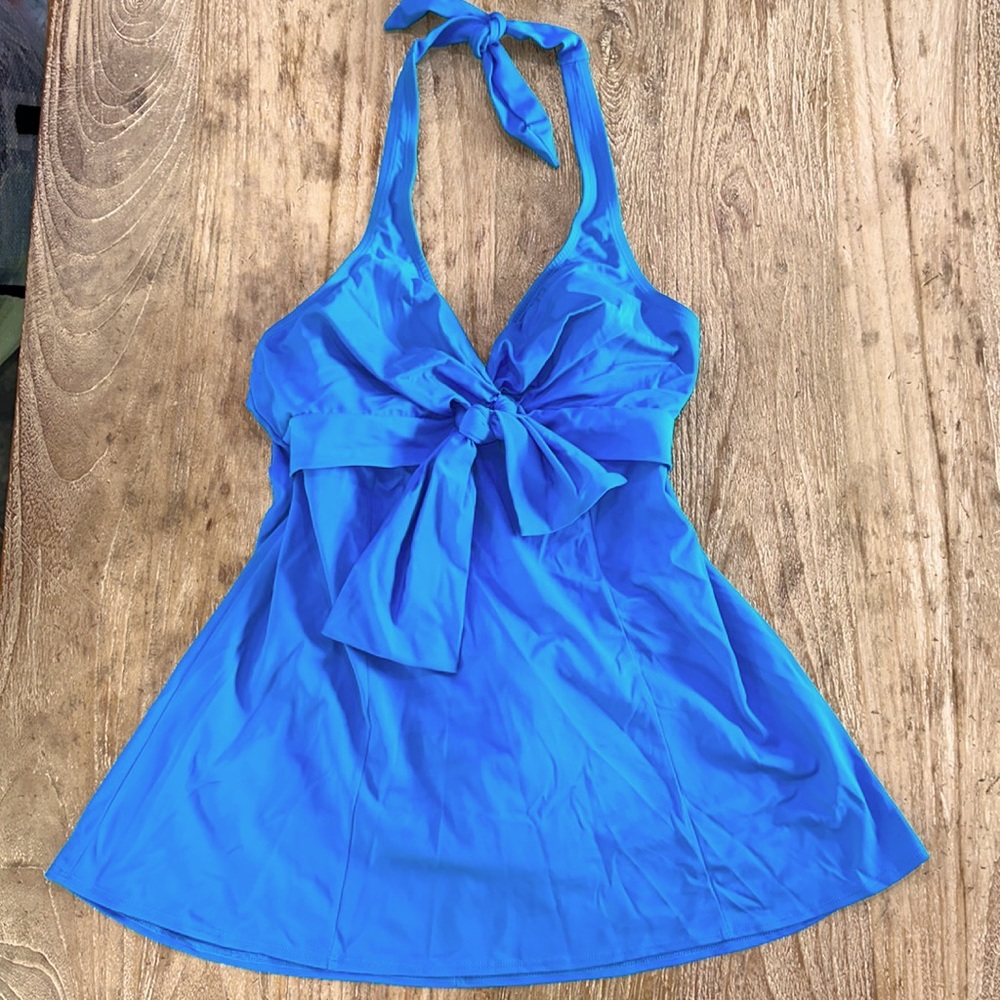 SEXY Blue Halter Swim Dress Babydoll A-Line Size 12